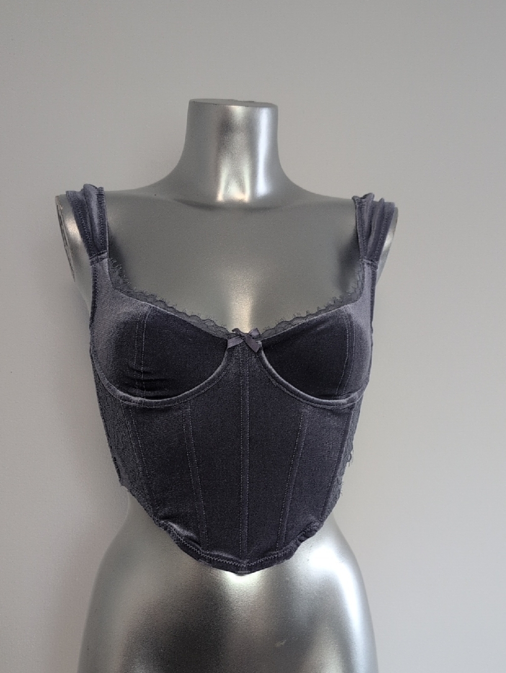 Garage XS Velvet Bustier Corset Top - Metallic Shine Light Purple